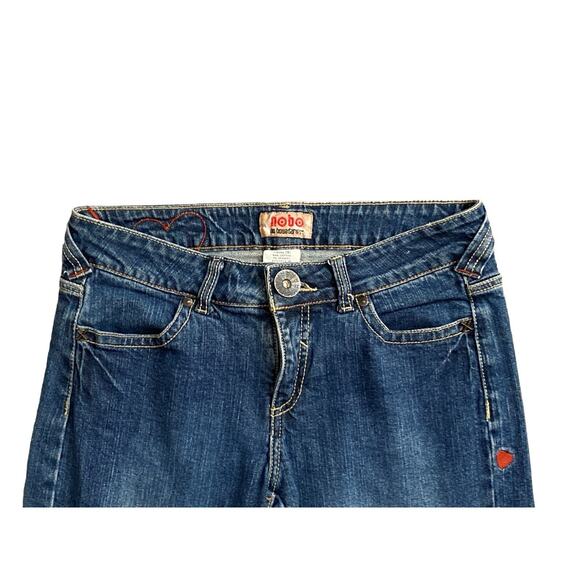 Vintage Y2K No Boundaries Snap Hem Low Rise Cropped Skinny Blue Jeans Size 9 - Picture 6 of 8